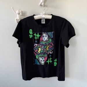 Queen of Sparkles Queen Card Black Tee Shirt Large